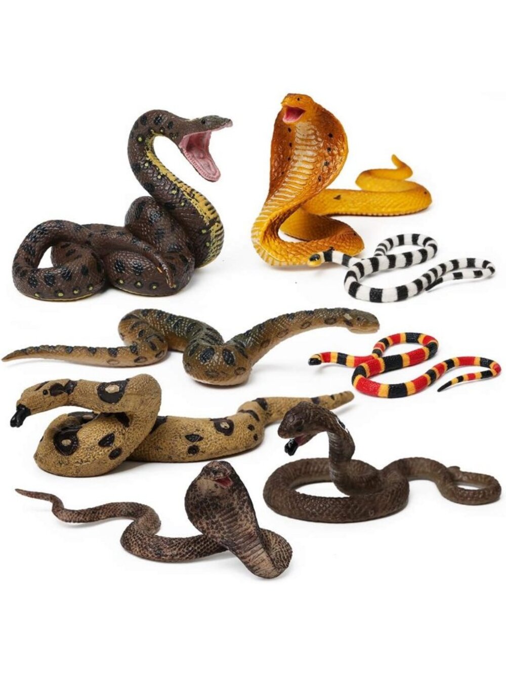 8pcs Realistic Fake Snake Figurines - Scary Prank Props for Birds & Wildlife